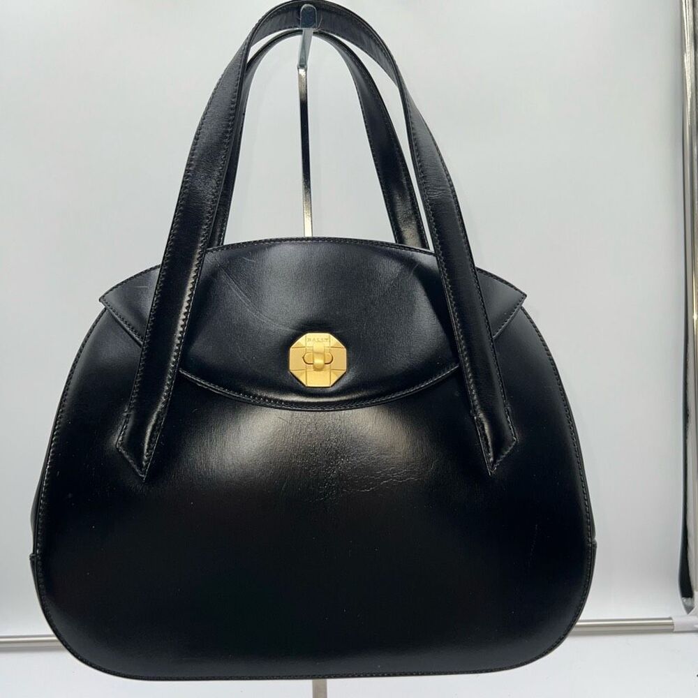 Bally Vintage Structured Lambskin Bag with Brushed Gold Turn Lock Closure - Picture 2 of 14